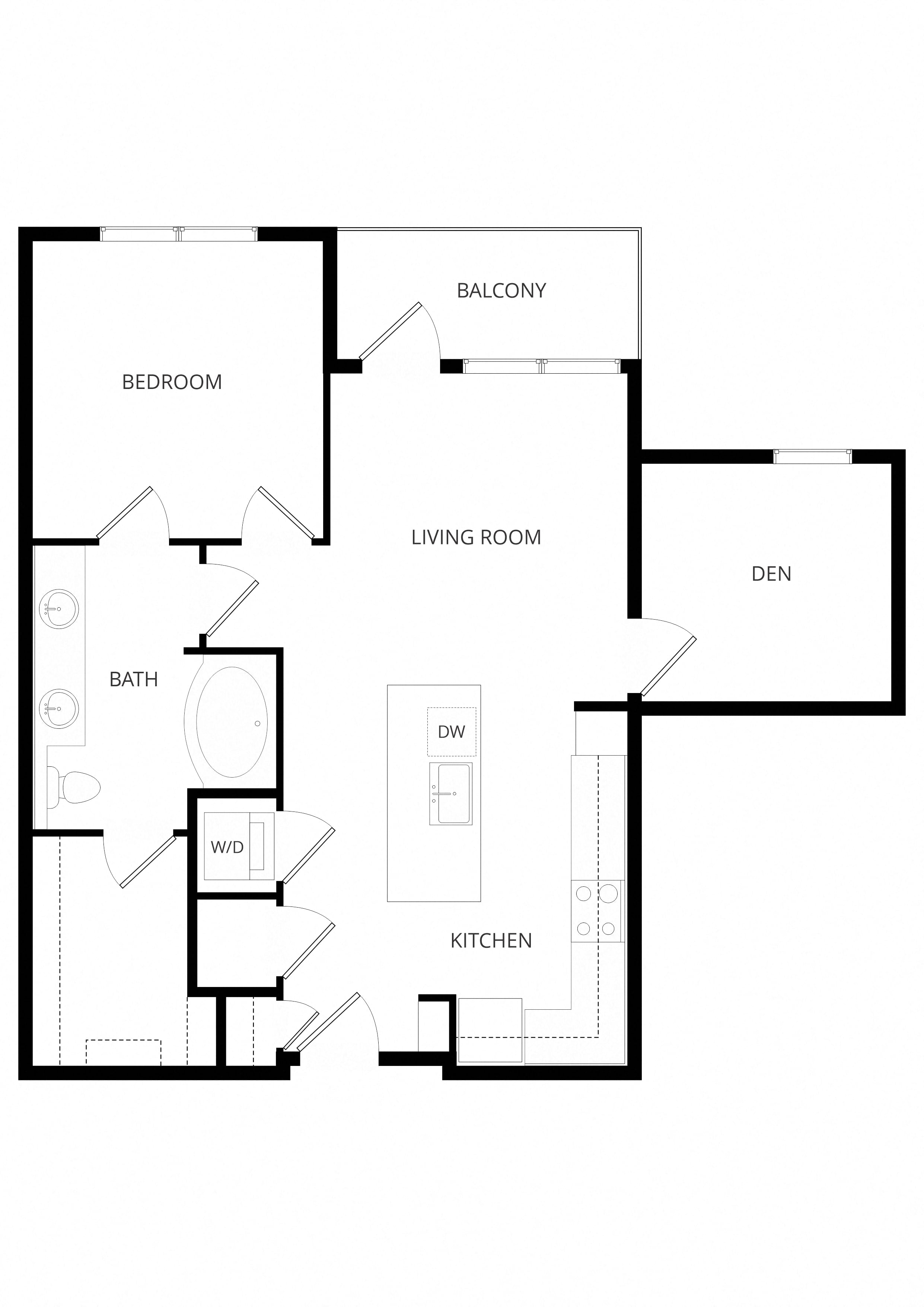 1x1 A1A floor plan